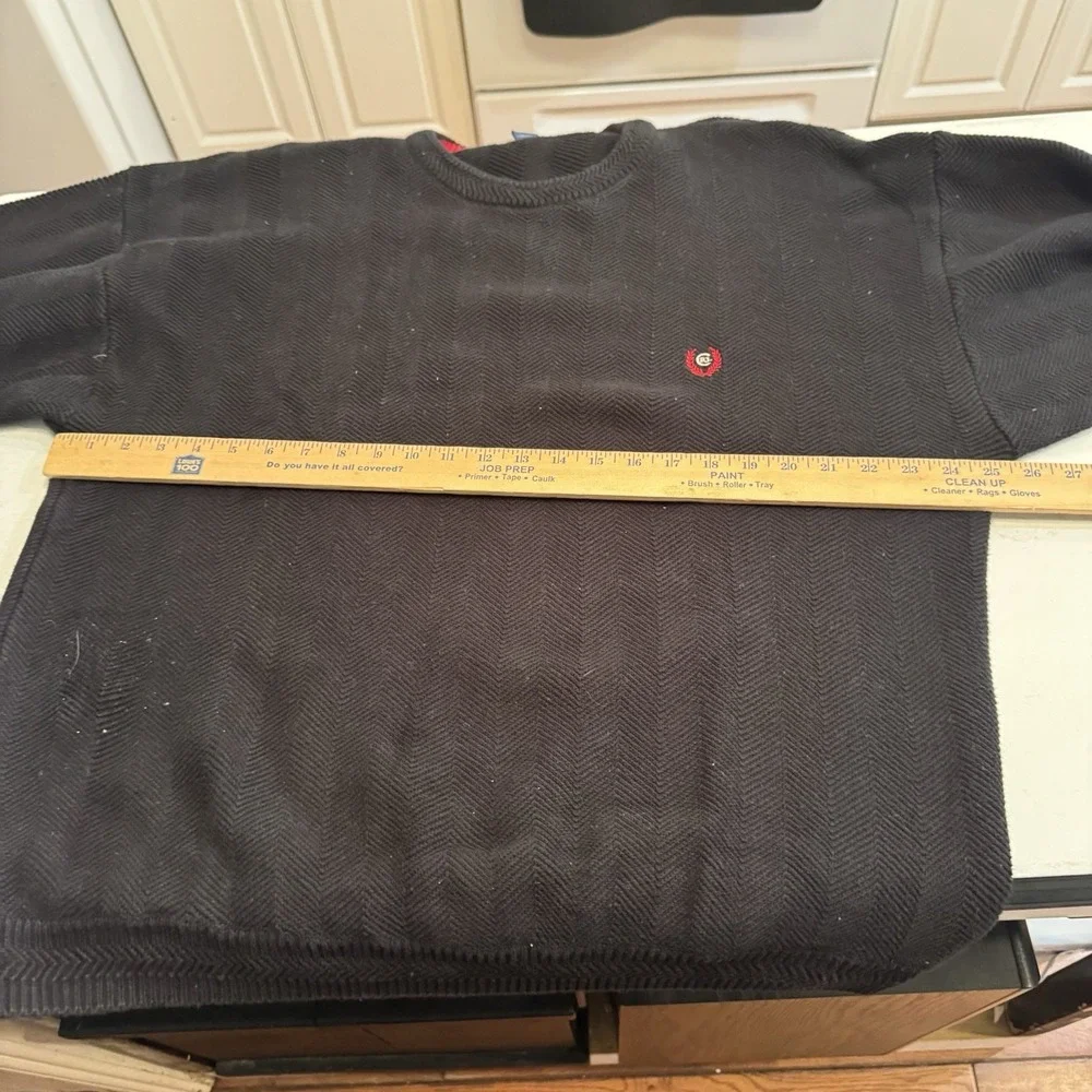 Vintage Chaps by Ralph Lauren Sweater Mens 2XL  Hand Framed‎ Herringbone Black
